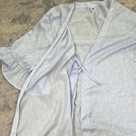 NWT Nordstrom Light Blue Floral Short Kimono Robe Sz XS missing belt - Picture 11 of 11